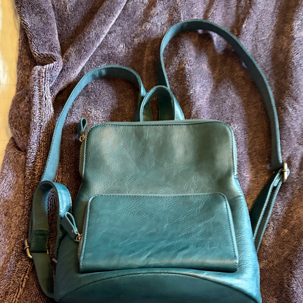 Teal Leather Backpack